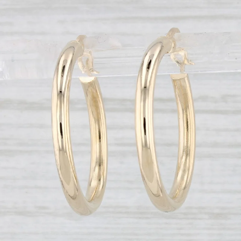 women's earrings with delicate hoops -Round Hoop Earrings 14k Yellow Gold Snap Top Pierced Hoops