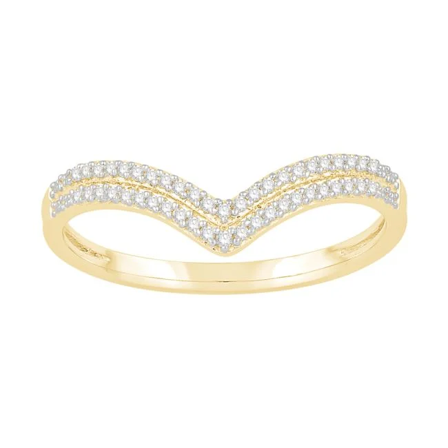 women's engagement rings with modern style -1/10 CTW Diamond Tiara Crown Ring in 10KT Yellow Gold