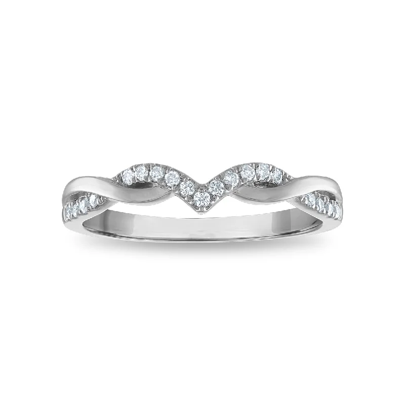 women's engagement rings with classic solitaire -1/10 CTW Diamond Anniversary Twist Ring in 10KT White Gold