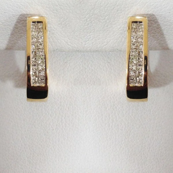 women's earrings with diamond drop -14k Yellow Gold Diamond Earrings