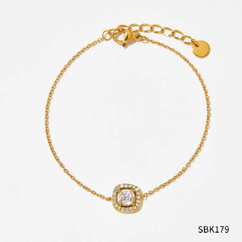 Sbk179 Bracelet Gold White Zirconium