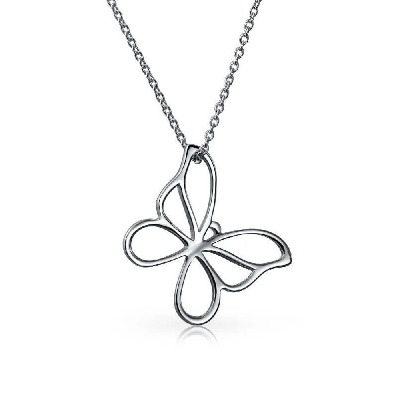 women's necklaces with ruby -Dainty Butterfly Pendant Necklace in Sterling Silver with Chain