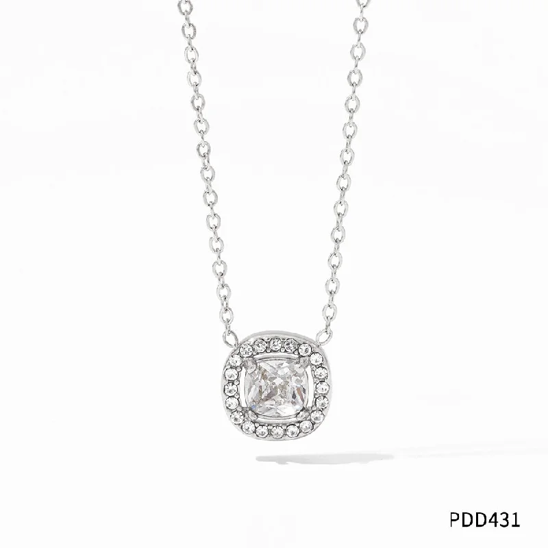 Pdd431 Necklace Silver White Zirconium