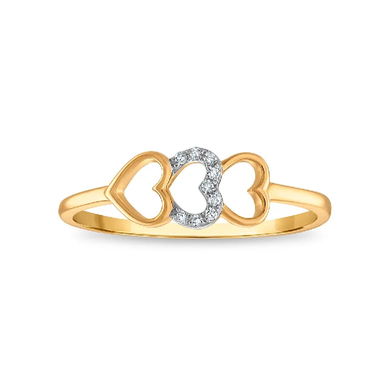 women's engagement rings with three-stone design -Diamond Accent Heart Ring in 10KT Yellow Gold