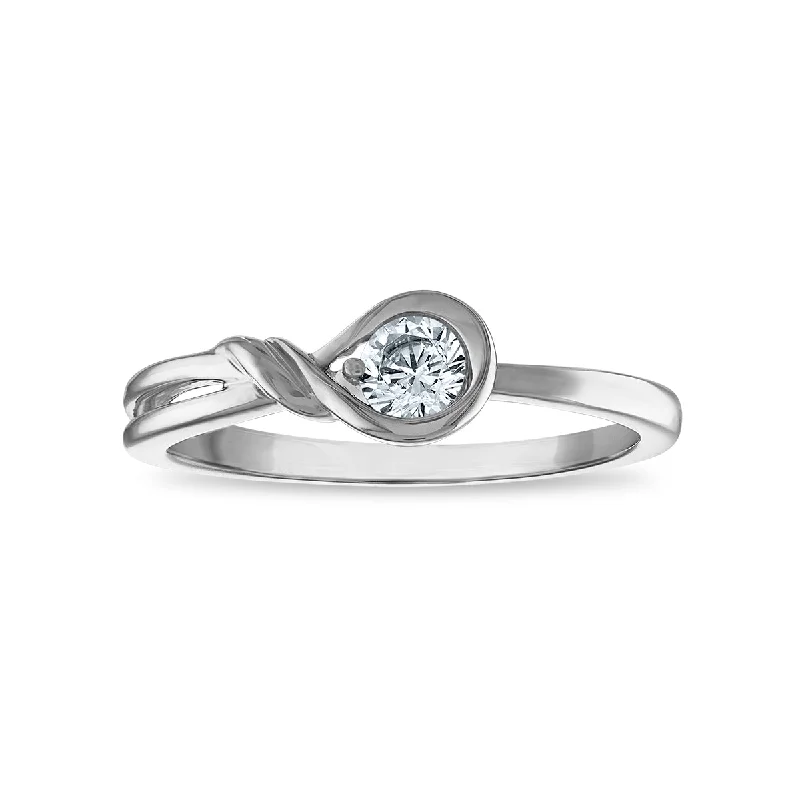 women's engagement rings with bezel setting -LoveSong EcoLove 1/4 CTW Lab Grown Diamond Promise Ring in 10KT White Gold