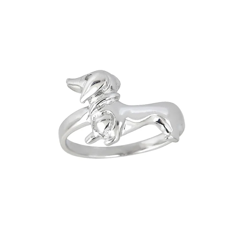 women's rings with radiant cut stone -Dachshund Ring (Silver)