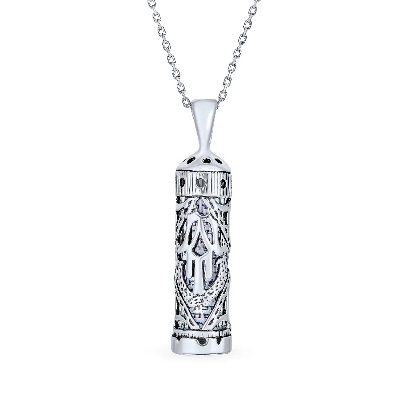 women's necklaces with charm design -Hanukkah Magen Judaic Hamsa Hand Pendant Necklace in Sterling Silver