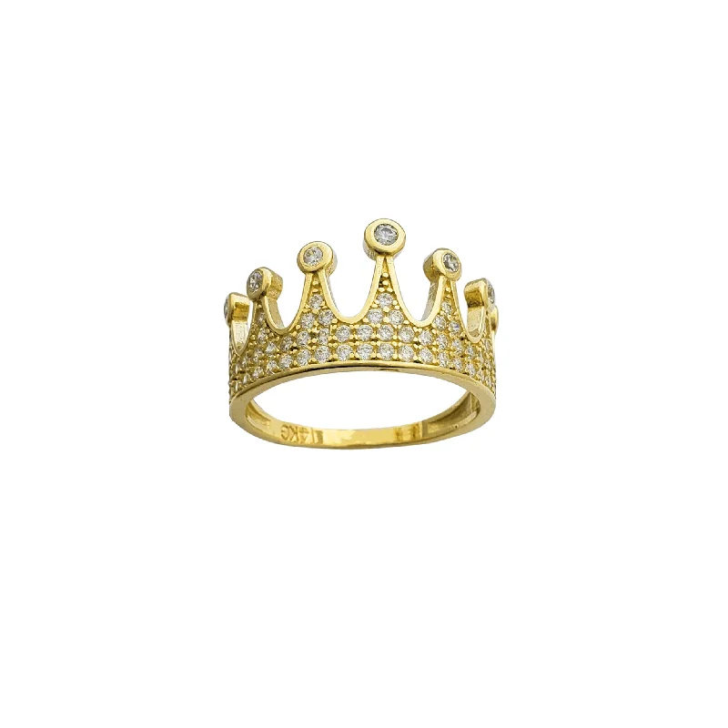 women's rings with geometric design -Zirconia Crown Ring (14K)