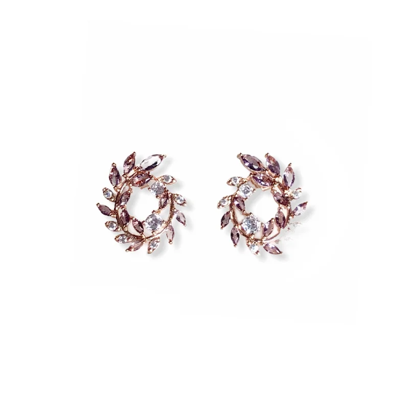 women's earrings with floral stud -Wreath Earrings