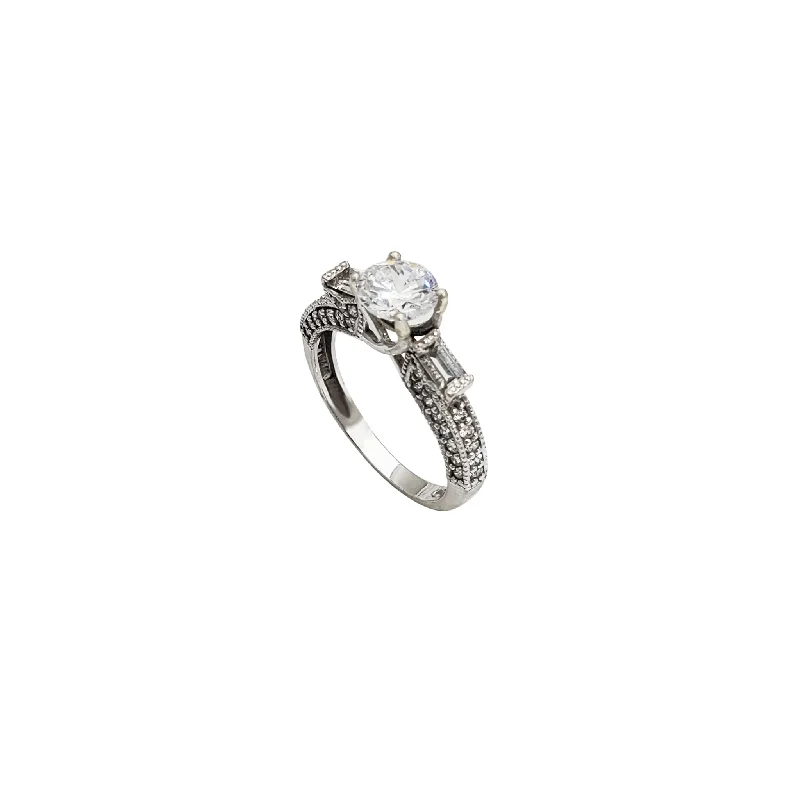 women's rings with classic gold band -Three Stone CZ Ring 6 (14K)