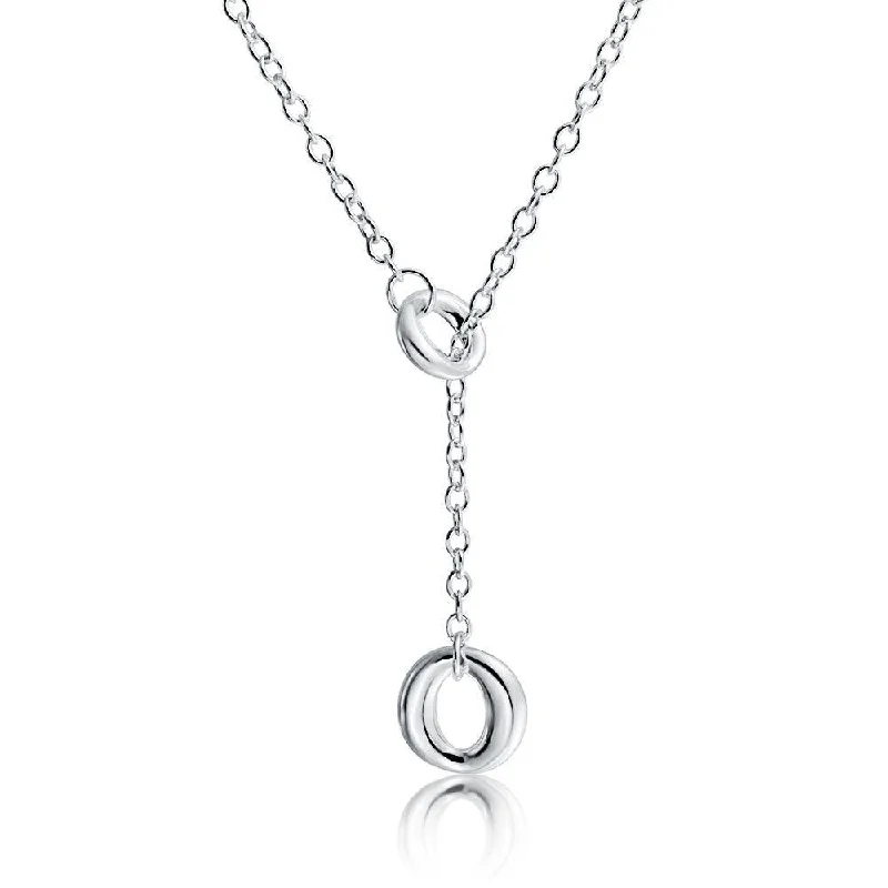 women's necklaces with modern twist -Mod Geometric Drop Necklace with Open Circle Pendant in Sterling Silver