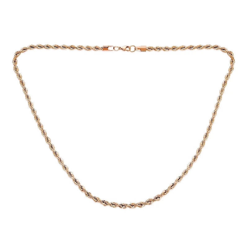 women's necklaces with intricate details -Unisex Urban Biker 5MM Twist Cable Rope Chain Necklace Rose Gold Stainless Steel