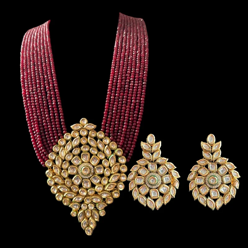 women's necklaces with luxury stones -DLN79 Reeba long necklace with earrings ( READY TO SHIP )