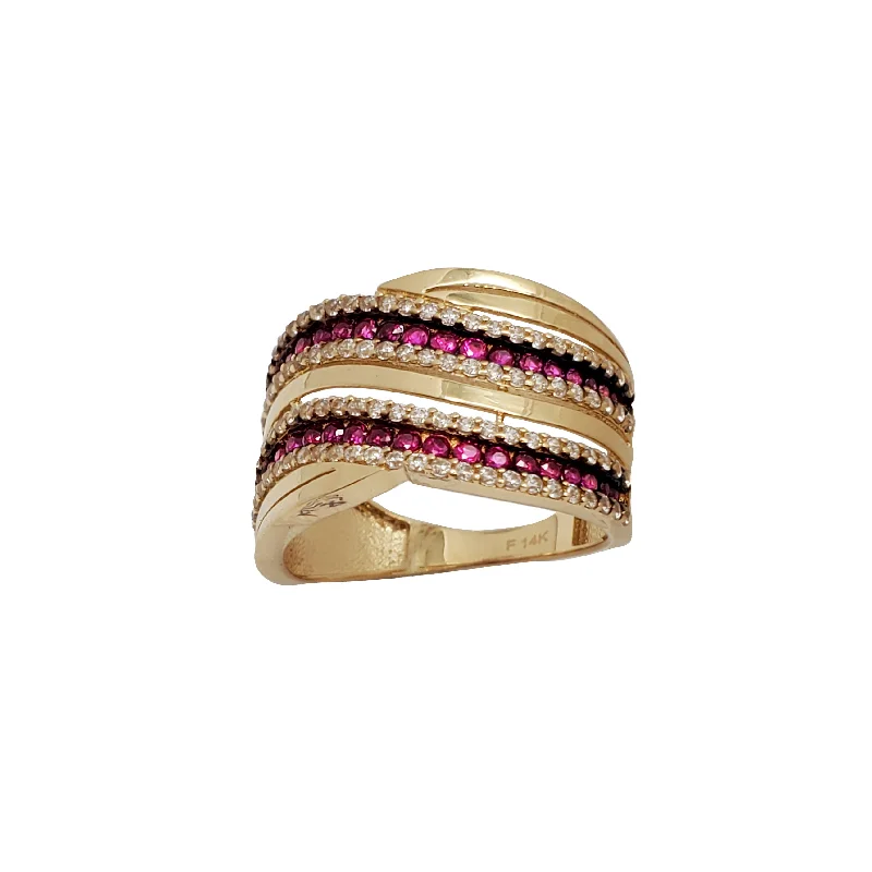 women's rings with fine details -Red Zirconia Lady Ring (14K)