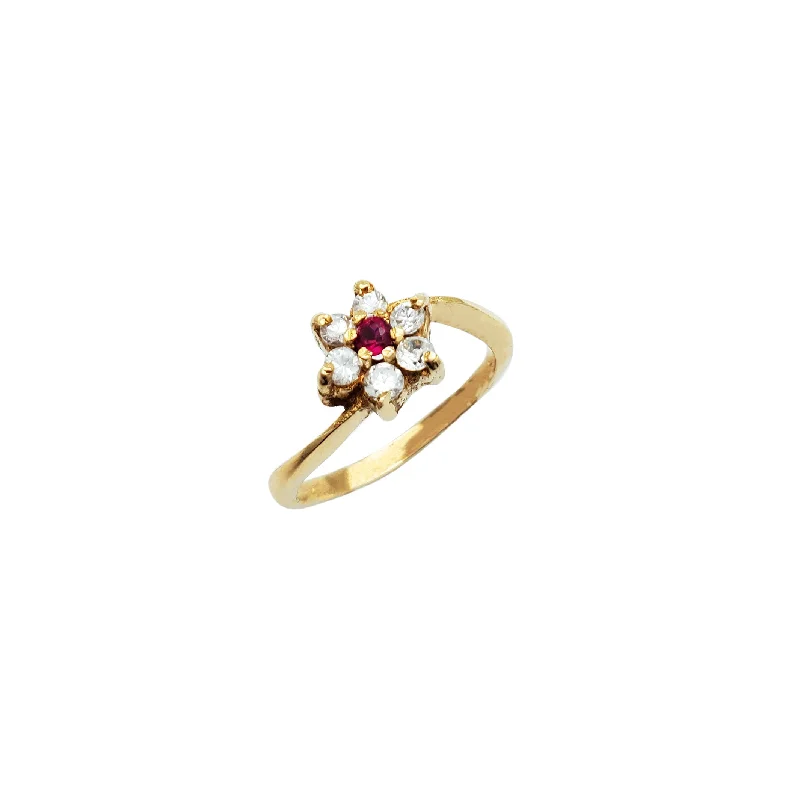 women's rings with vintage design -Flower Ring (14K)