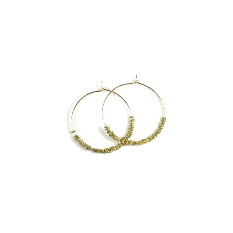 women's earrings with cubic zirconia accents -Brass Beaded Hoops