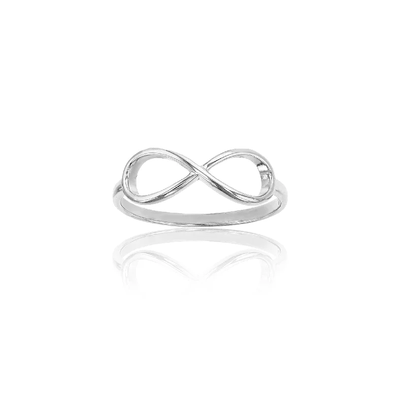 women's rings with engraved initials -Infinity Sideways Ring (Silver)