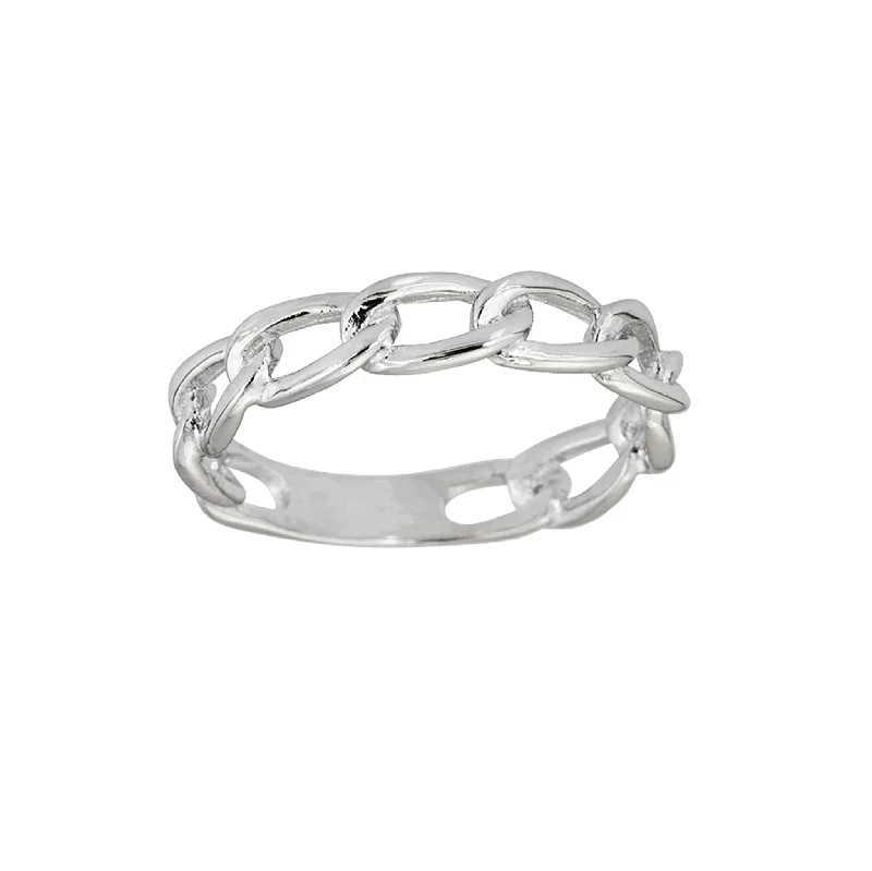 women's rings with unique gemstone -Open Cuban Style Ring (Silver)