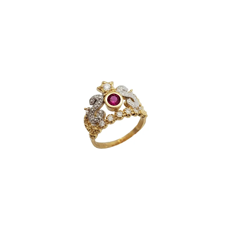 women's rings with bold design -July Birthstone Crown CZ Ring (14K)