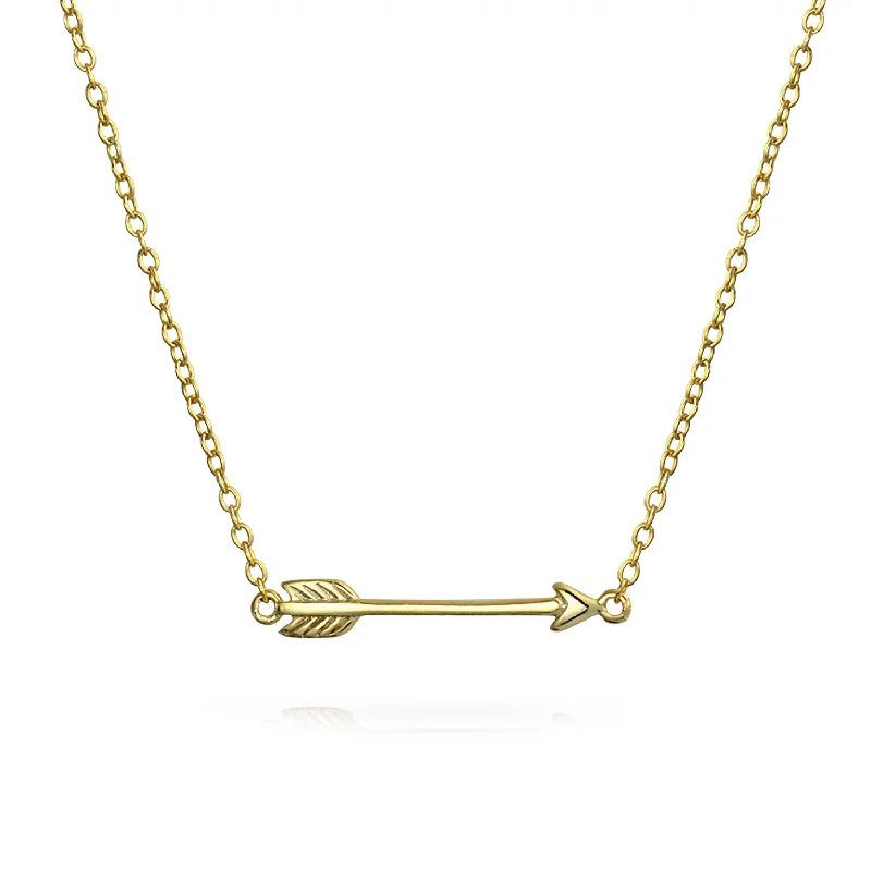 women's necklaces with pendant -Dainty Cupid Arrow Pendant Necklace in 14K Gold Plated Sterling Silver