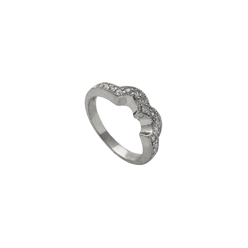 women's rings with tapered band -Zirconia Curved Band Ring (Silver)