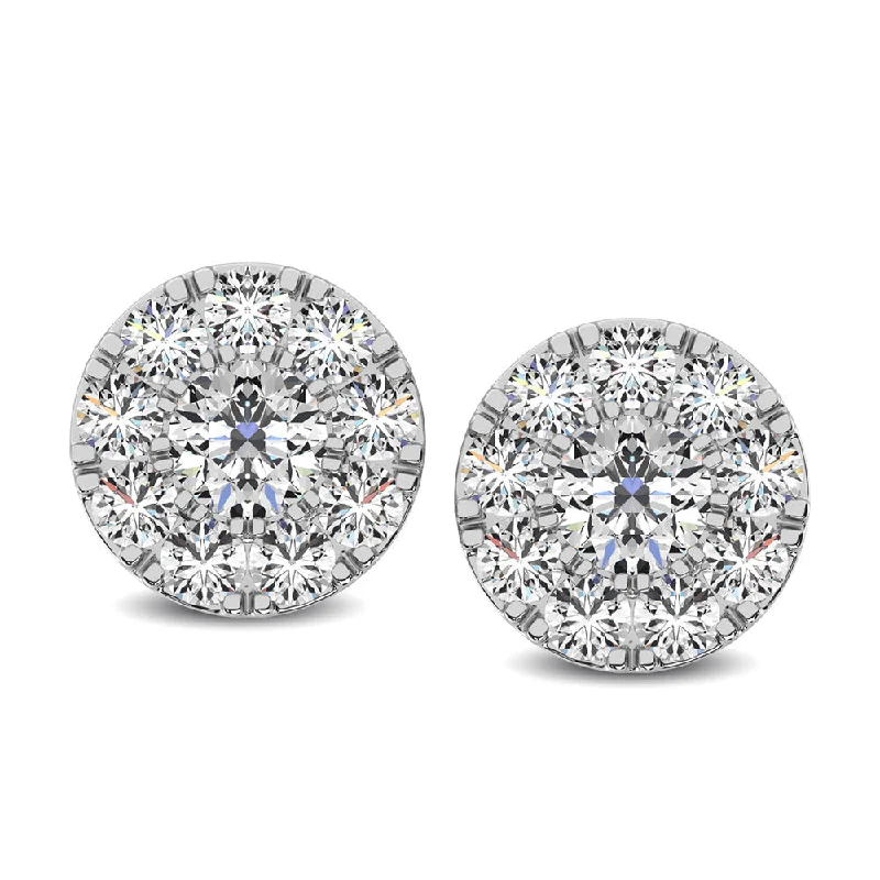 women's earrings with elongated design -Diamond 1/4 Ct.Tw. Round Frame Stud Earrings