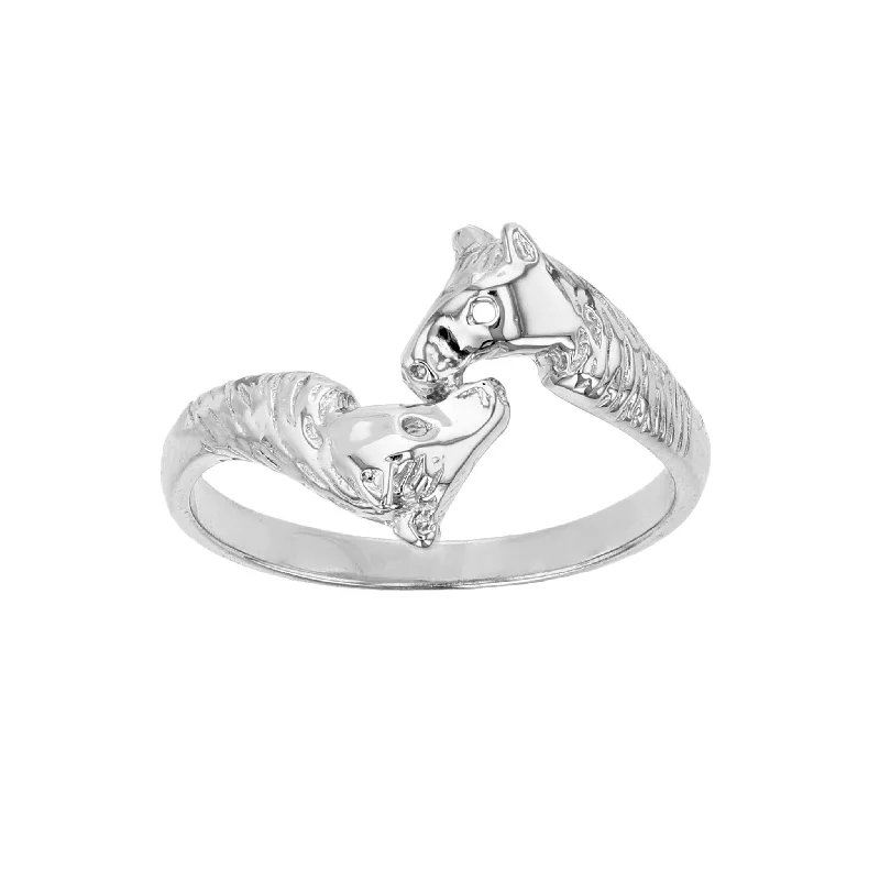 women's rings with vintage design -Bypass Horse Head Ring (Silver)