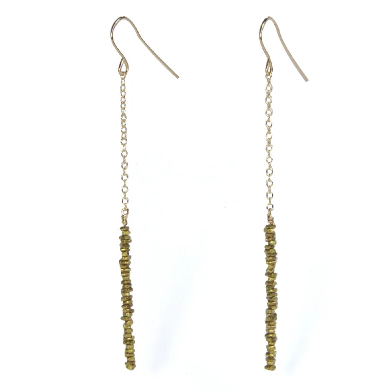 women's earrings with large gemstones -Brass Bead Drop Earrings