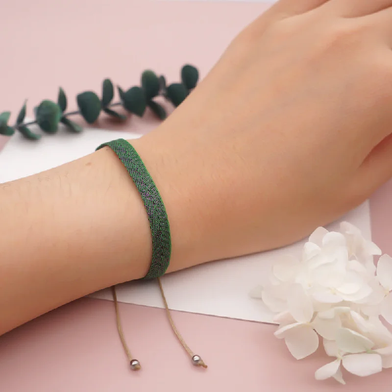 women's bracelets with glittering diamonds -Autumn And Winter Korean Style Fashion Bracelets Green Minimalist Men's And Women's Webbing Stacking Bracelets