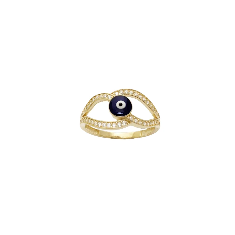 women's rings with large gemstone -Evil Eye Ring (14K)