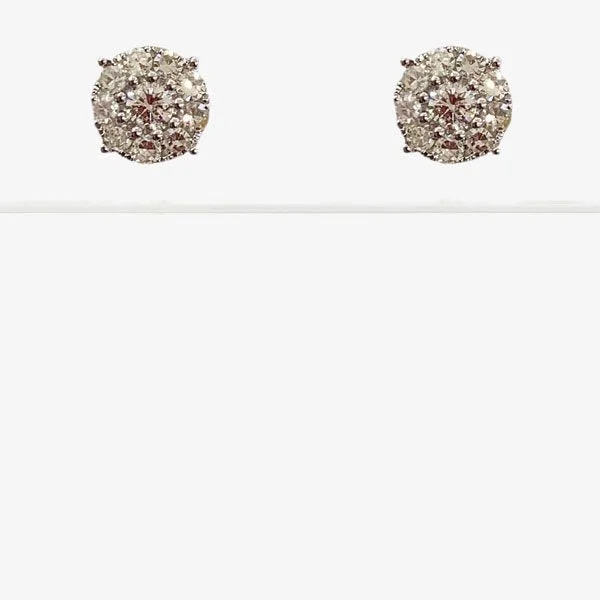 women's earrings with polished finish -14k White Gold Diamond Earrings