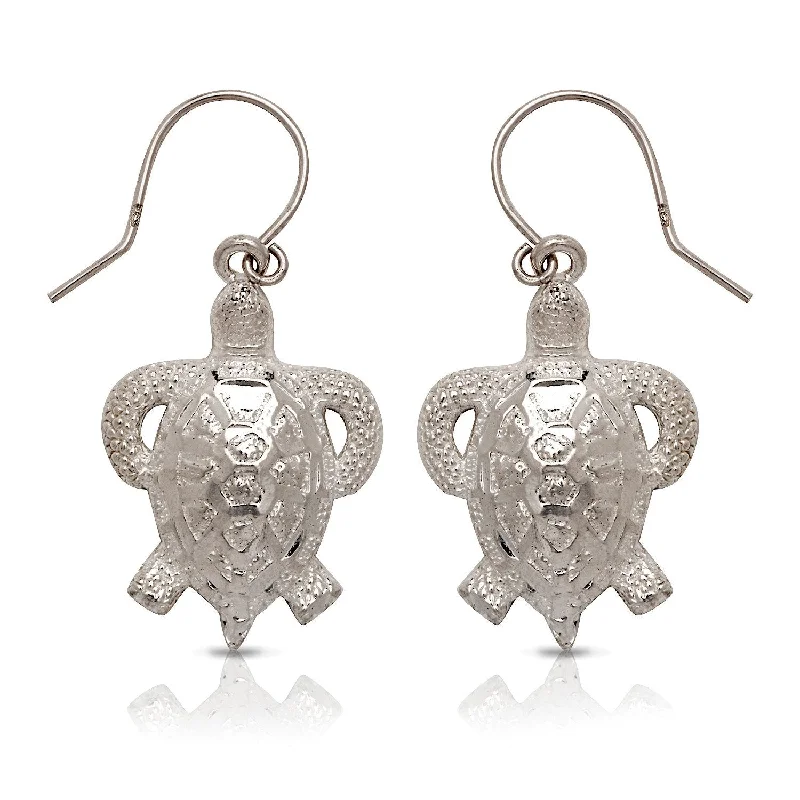 women's earrings with elegant drop design -Sea Turtle .925 Sterling Silver Earrings