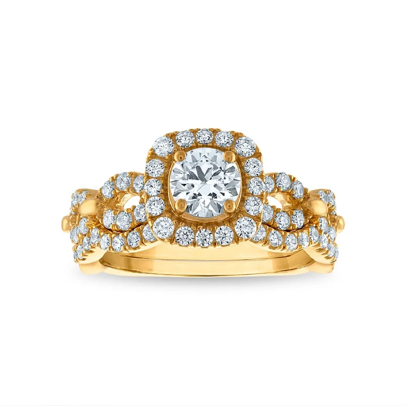 women's engagement rings with vintage-inspired stones -LoveSong EcoLove 1-1/2 CTW Diamond Bridal Set in 10KT Gold