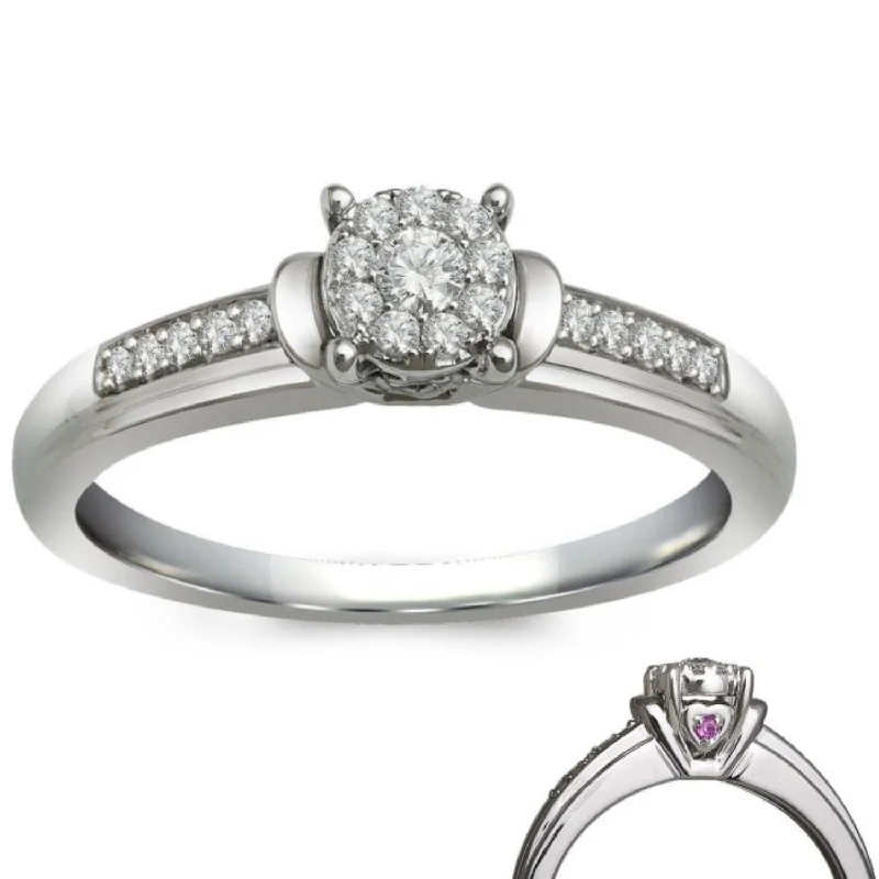 women's engagement rings with emerald -LoveSong 1/6 CTW Diamond Promise Ring in 10KT White Gold