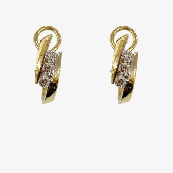 women's earrings with unique style -14k Yellow Gold Diamond Earrings