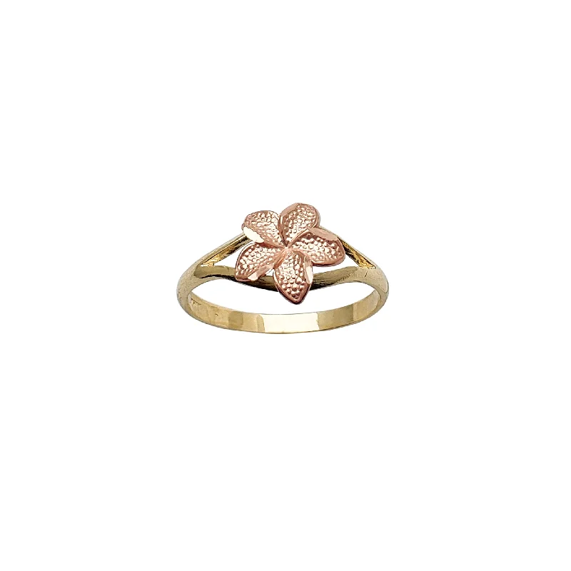 women's rings with heart-shaped stone -Textured Rose Jasmine Flower Ring (14K)