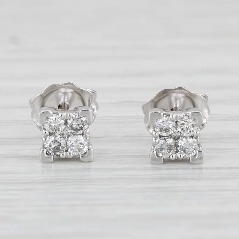 women's earrings with pearl drops -0.25ctw Round Diamond Stud Earrings 10k White Gold Pierced Studs