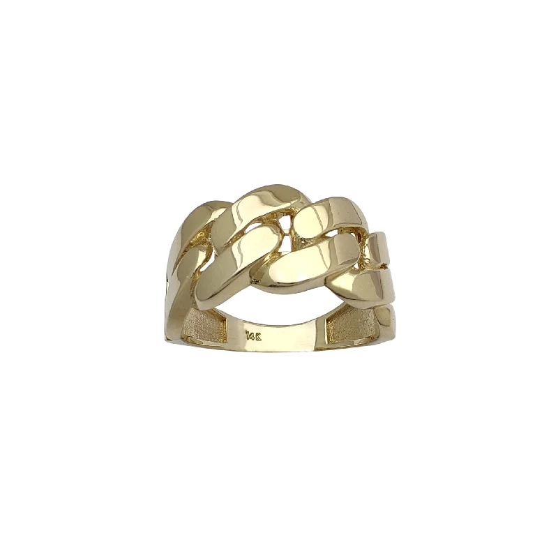 women's rings with split band -Lightweight Mesh-Back Miami Cuban Ring (14K)