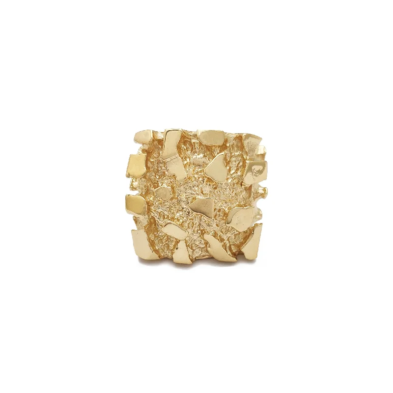 women's rings with geometric design -Colossal Square Nugget Ring (14K)