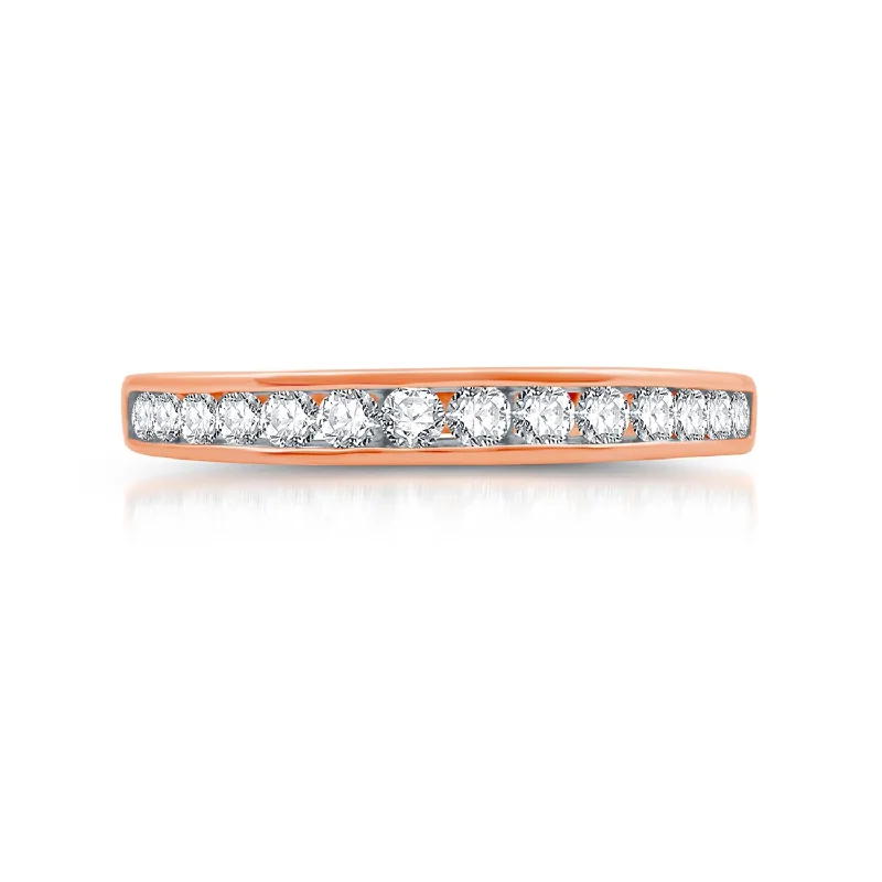 women's engagement rings with diamond cluster -1/2 CTW Diamond Anniversary Ring in 10KT Rose Gold