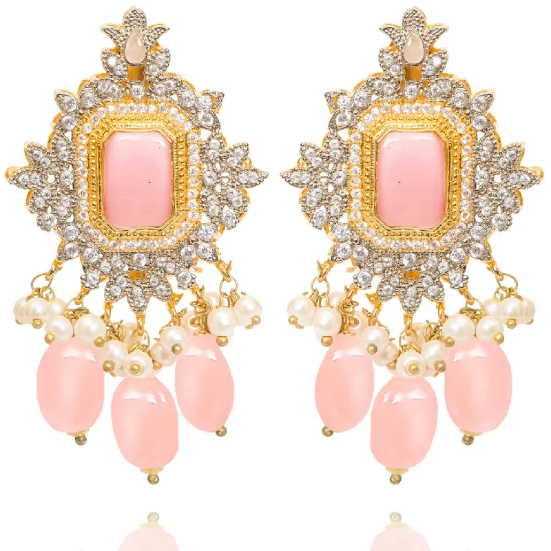 women's earrings with vintage style -Reher Earrings - Pink