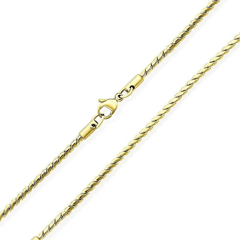 women's necklaces with gold chain -Unisex Stylish Serpentine Chain Necklace Silver Tone Black IP Gold Plated Steel