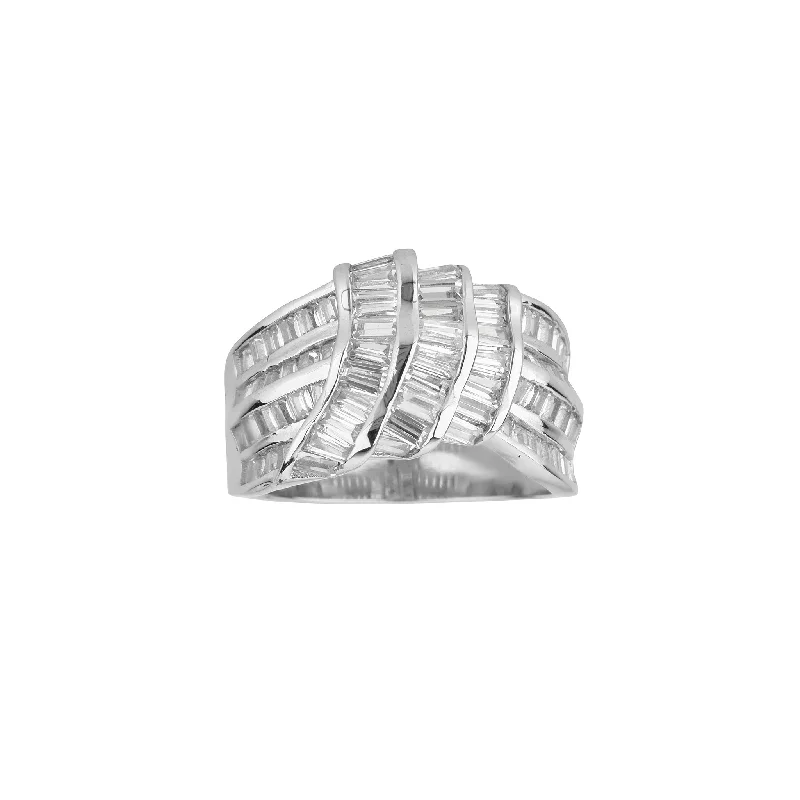 women's rings with luxe gemstones -Channel Setting Wrapped Design Ring (Silver)