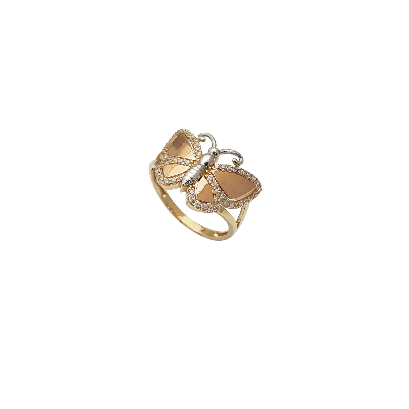 women's rings with classic gold band -Butterfly CZ Lady Ring (14K)