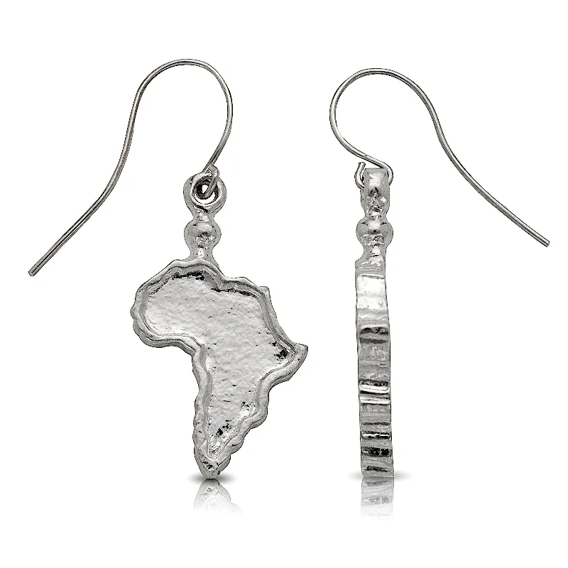 women's earrings with twist design -Better Jewelry Map of Africa earrings .925 Sterling Silver