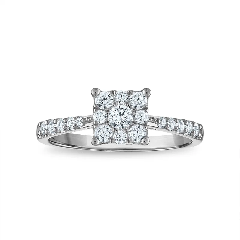 women's engagement rings with luxurious diamonds -EcoLove 1/2 CTW Lab Grown Diamond Cluster Ring in 14KT White Gold