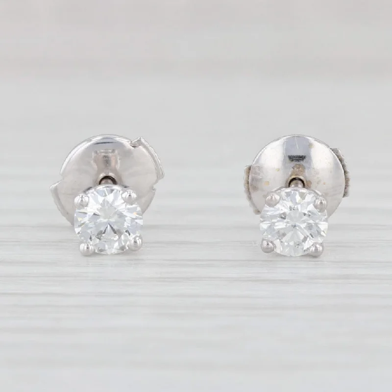 women's earrings with clean lines -0.48ctw Round Solitaire Stud Earrings 14k White Gold