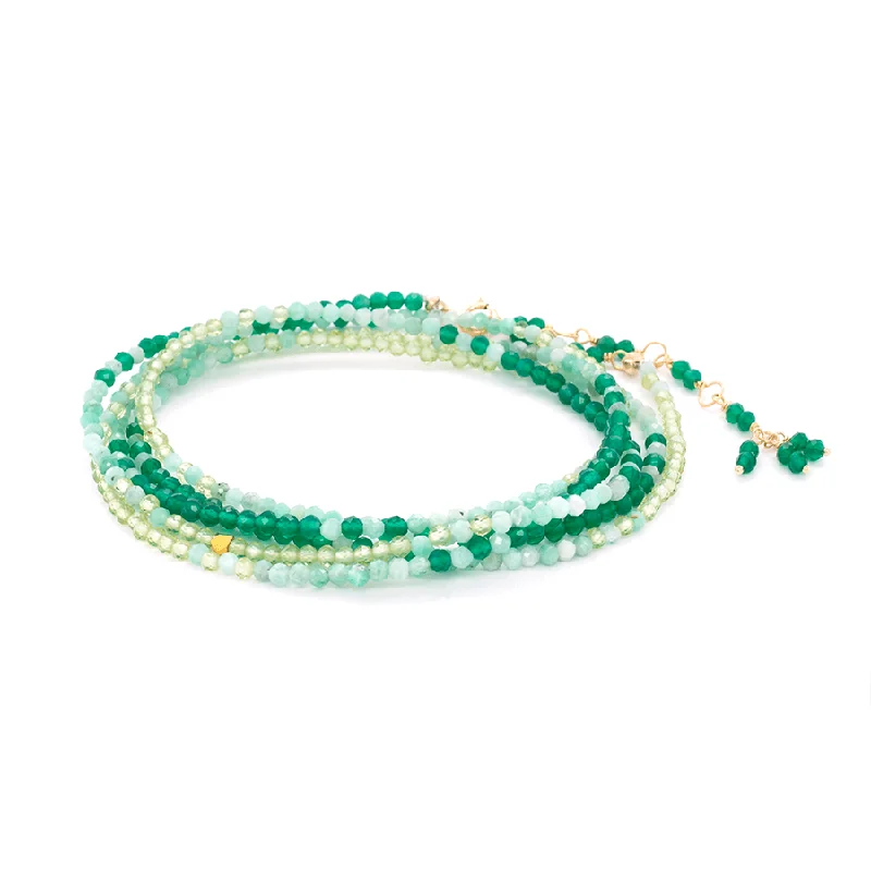 women's necklaces with gold-plated finish -Ombre Mint Wrap Bracelet & Necklace