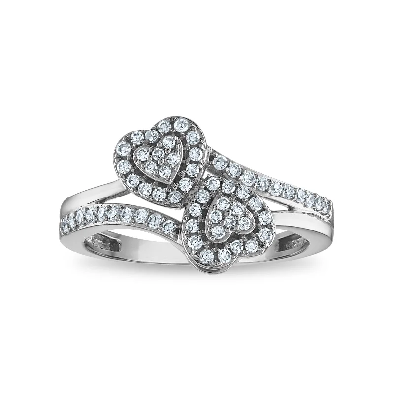 women's engagement rings with custom design -LoveSong 1/3 CTW Lab Grown Diamond Promise Ring in 10KT White Gold