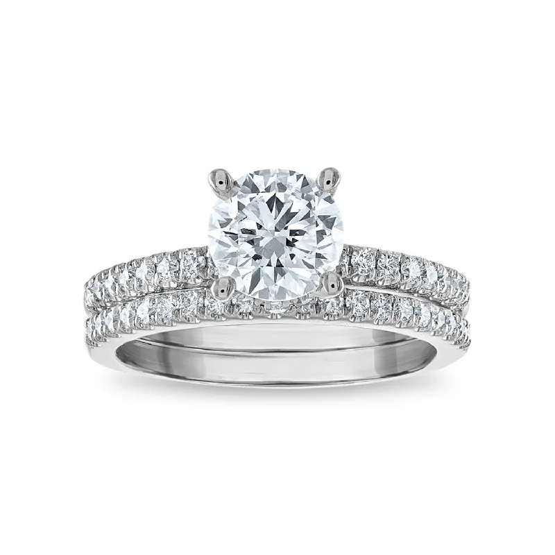 women's engagement rings with halo ring -1-3/4 CTW Lab Grown Round Diamond Bridal Set in 14KT White Gold